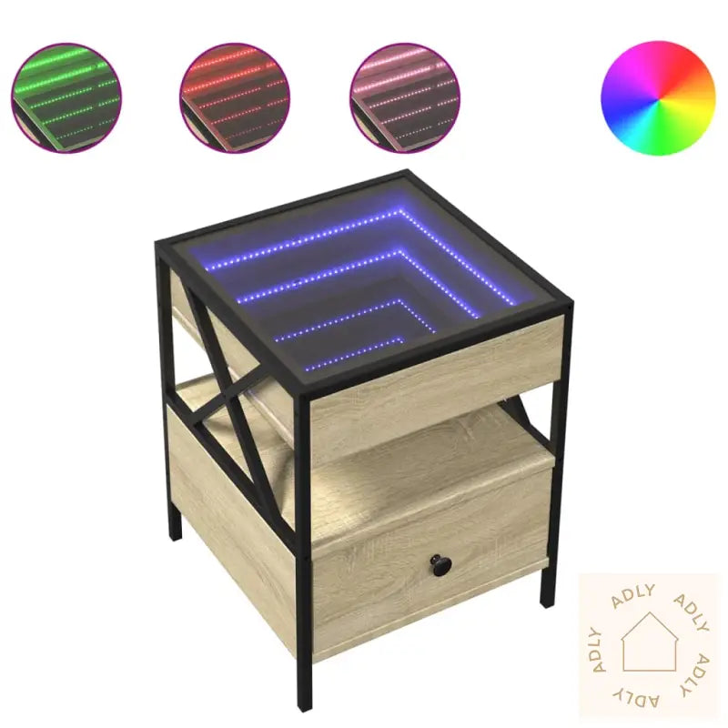 Salongbord Med Infinity Led Sonoma Eik 40X40X51 Cm