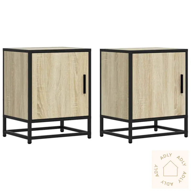 Nattbord 2 Stk Sonoma Eik 40X31X50 Cm Konstruert Tre Og Metall