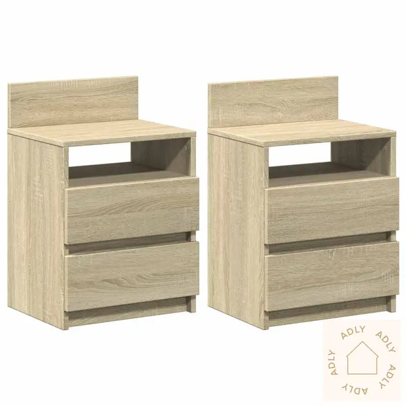 Nattbord 2 Stk Med 2 Skuffer Sonoma Eik 40X33X60 Cm