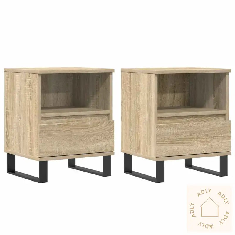 Nattbord 2 Stk Sonoma Eik 40X35X50 Cm Konstruert Tre