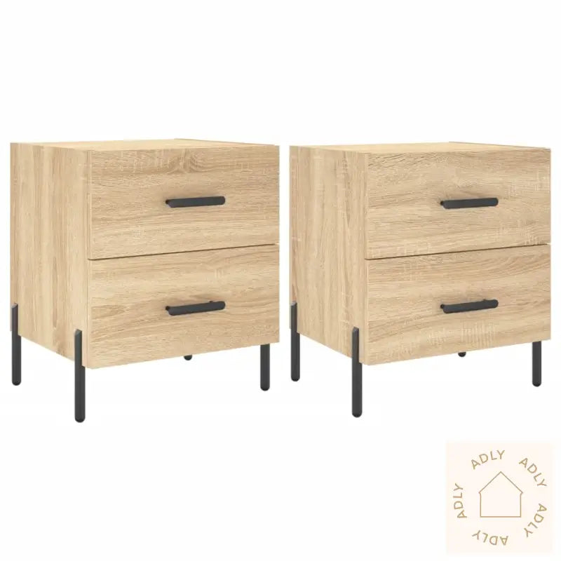 Nattbord 2 Stk Sonoma Eik 40X35X47,5 Cm Konstruert Tre