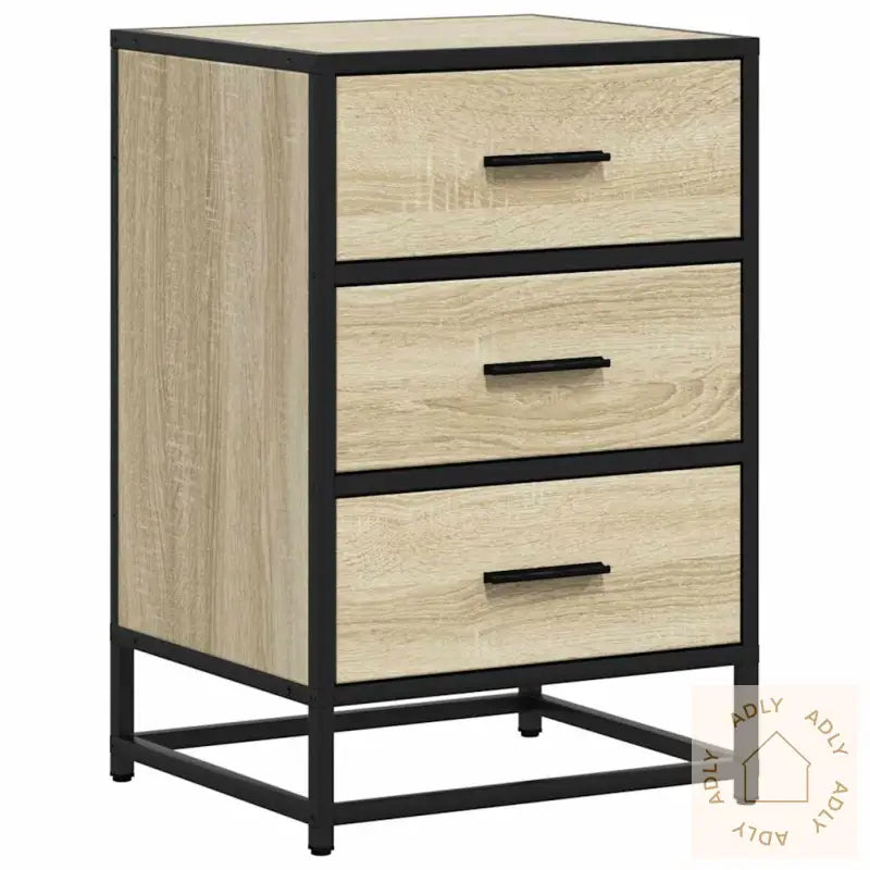 Nattbord Sonoma Eik 40X34,5X60 Cm Konstruert Tre Og Metall