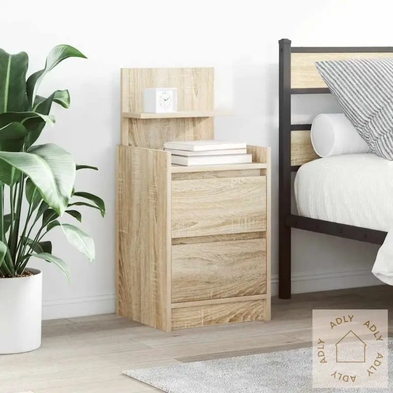 Nattskap Med 2 Skuffer 2 Stk Sonoma Eik 38X34X80 Cm