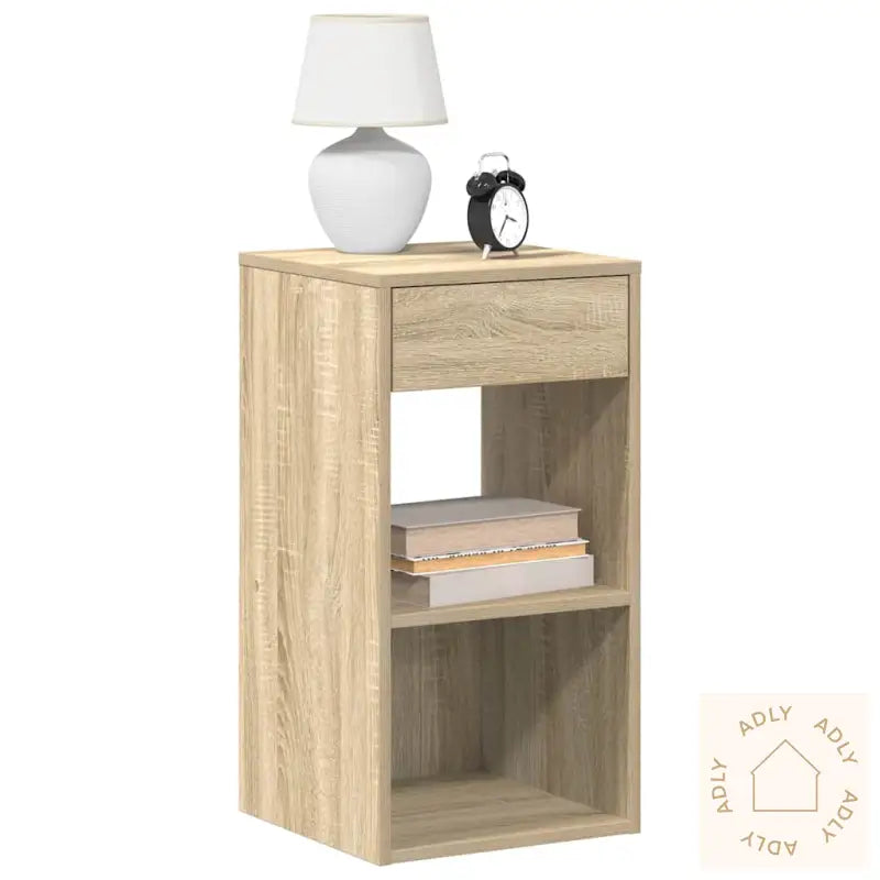 Nattbord Med Skuff 2 Stk Sonoma Eik 35X34X66,5 Cm