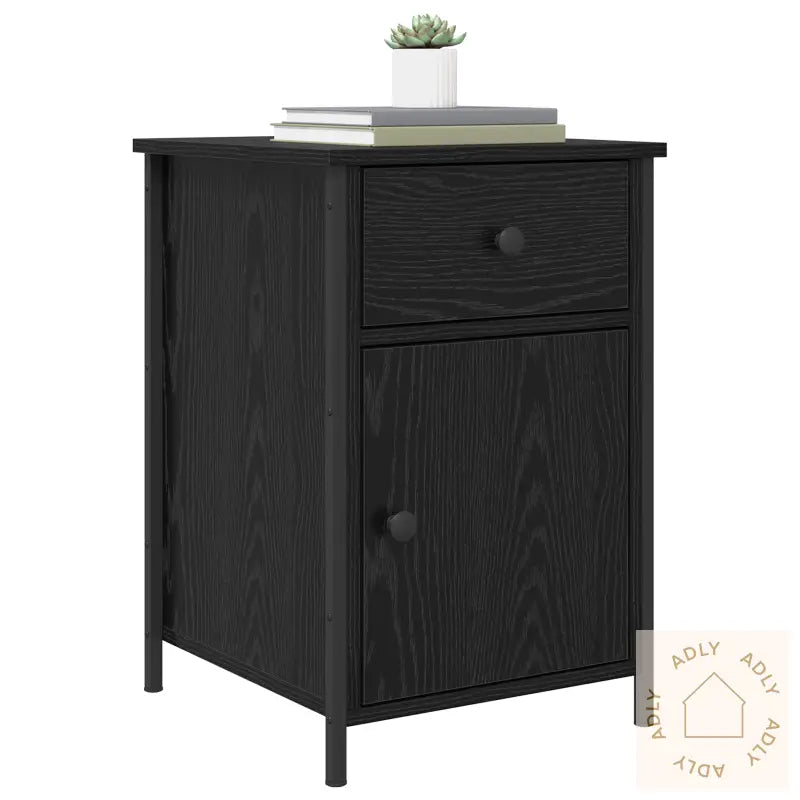 Nattbord 2 Stk Sort Eik 40X42X60 Cm Konstruert Tre