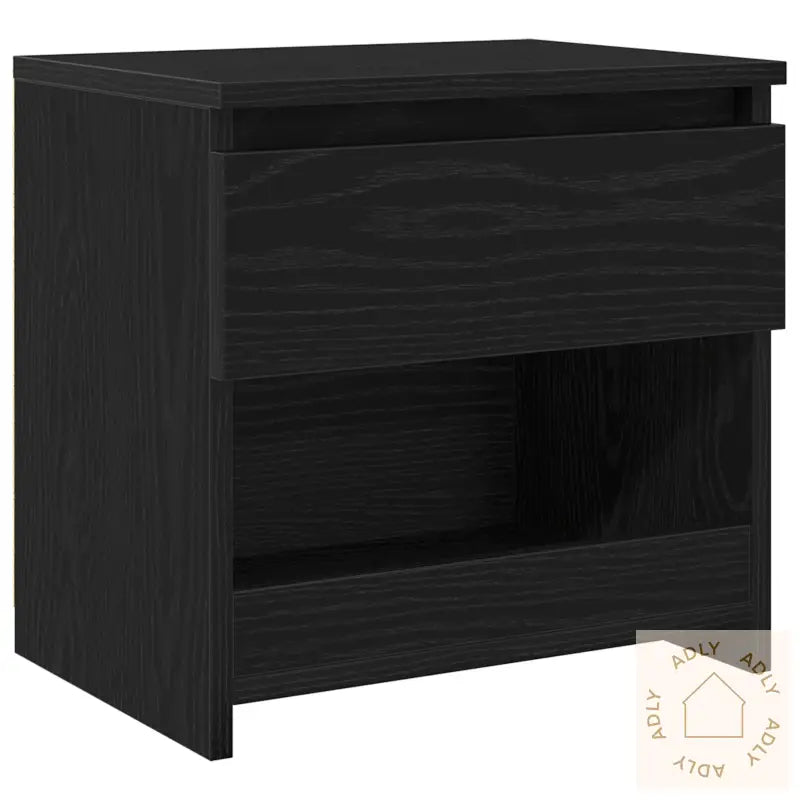 Nattbord I Svart Eik 40X30X39 Cm Laget Av Konstruert Tre