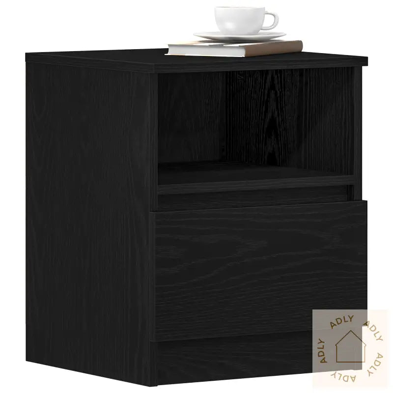 Nattbord 2 Stk Svart Eik 40X40X50 Cm Laget Av Tre
