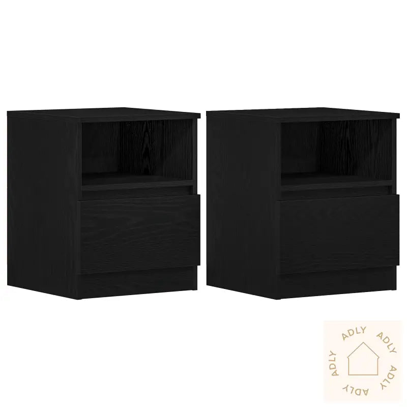 Nattbord 2 Stk Svart Eik 40X40X50 Cm Laget Av Tre