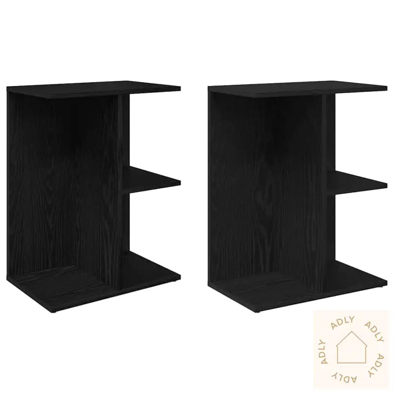 Nattbord 2 Stk Svart Eik 46,5X29X61 Cm Konstruert Tre