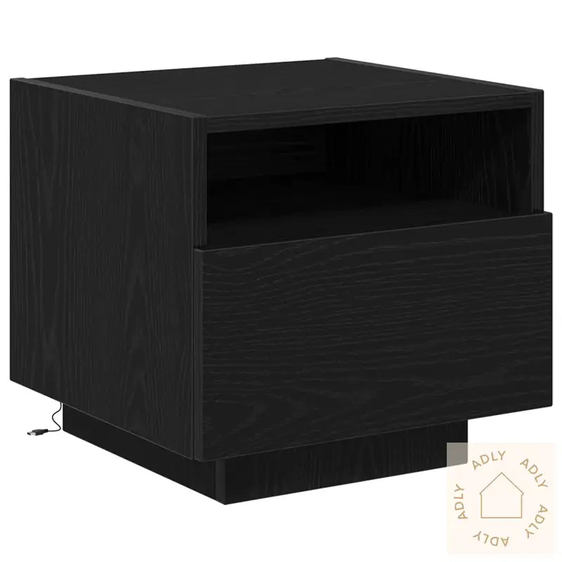 Nattbord Med Led-Lamper Svart Eik 40X39X37 Cm