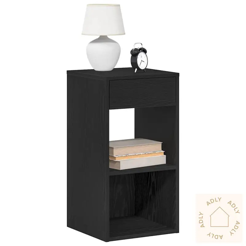 Nattbord Med Skuff 2 Stk Svart Eik 35X34X66,5 Cm