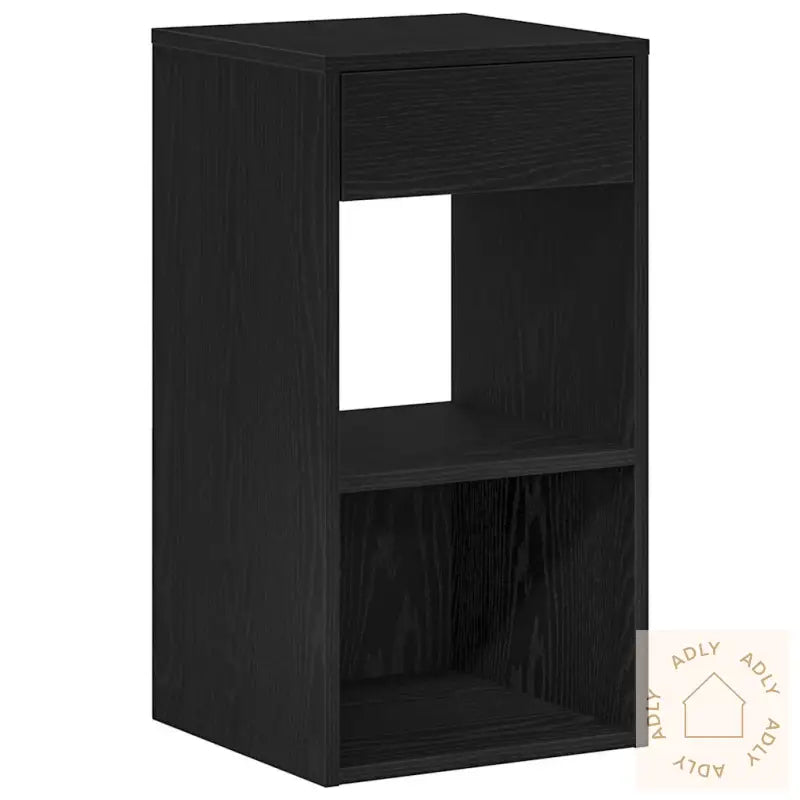 Nattbord Med Skuff Svart Eik 35X34X66,5 Cm