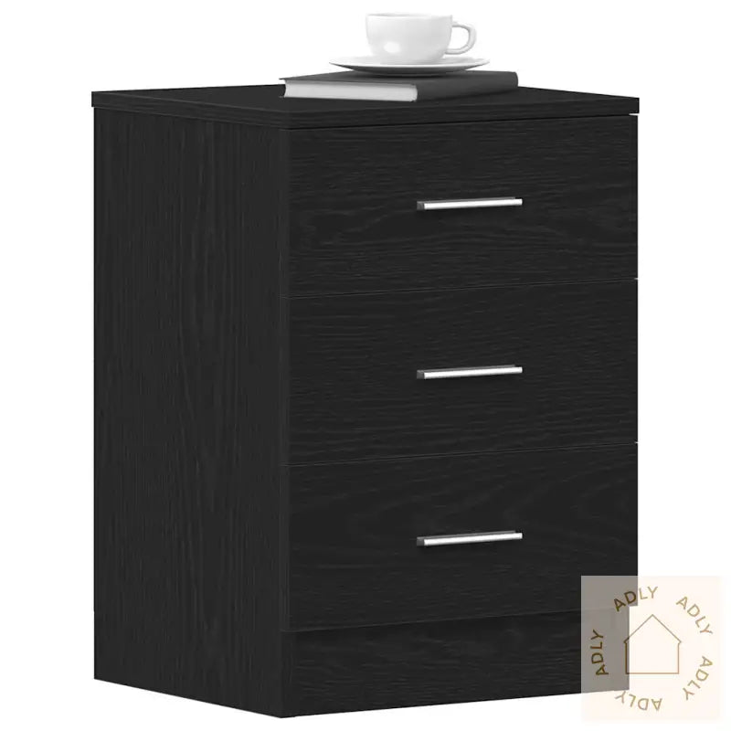 Nattbord 2 Stk Svart Eik 38X35X55 Cm Konstruert Tre