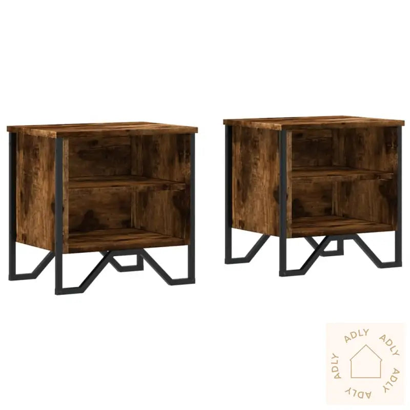 Nattbord Røkt Eik 2 Stk 40X30X40 Cm Konstruert Tre