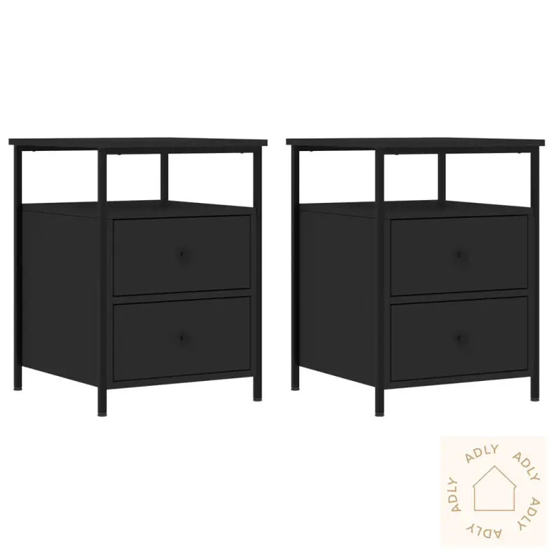 Nattbord 2 Stk Svart 44X45X60 Cm Konstruert Tre