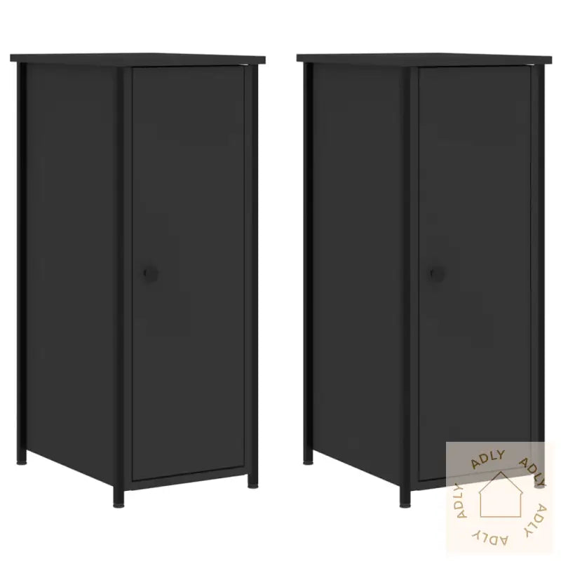 Nattbord 2 Stk Svart 32X42X80 Cm Konstruert Tre