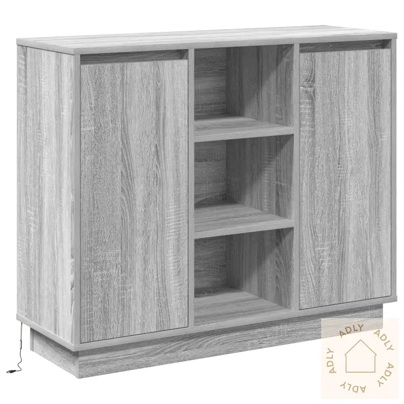 Sideboard Med Led Grå Sonoma 90X32X75 Cm Konstruert Tre