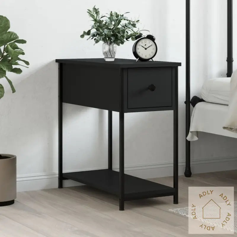Nattbord Svart 30X60X60 Cm Konstruert Tre