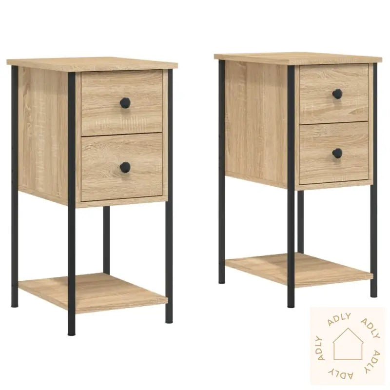 Nattbord 2 Stk Sonoma Eik 32X42X70 Cm Konstruert Tre