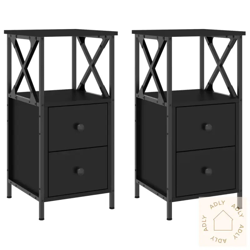 Nattbord 2 Stk Svart 34X35,5X70 Cm Konstruert Tre