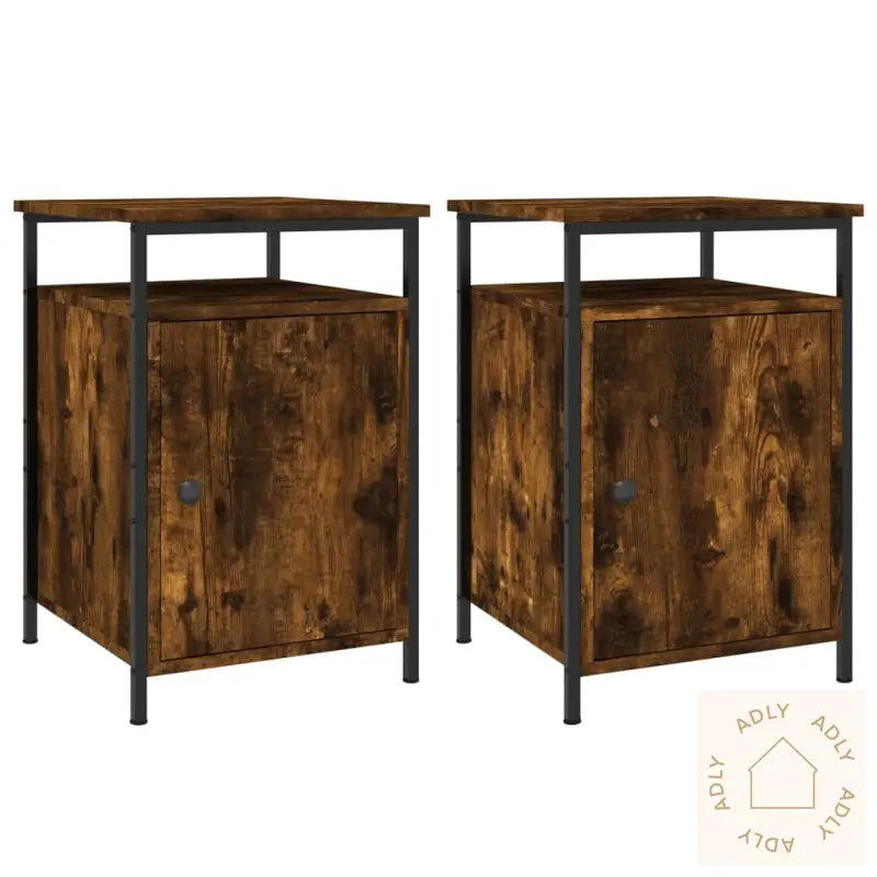 Nattbord 2 Stk Røkt Eik 40X42X60 Cm Konstruert Tre