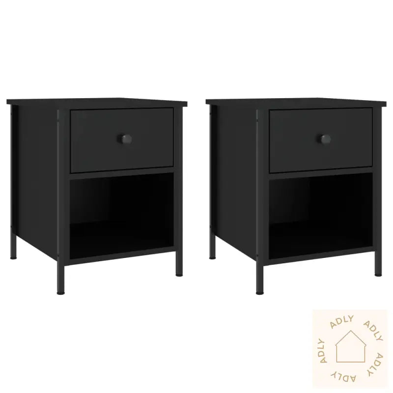 Nattbord 2 Stk Svart 40X42X50 Cm Konstruert Tre