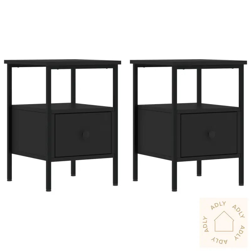 Nattbord 2 Stk Svart 34X36X50 Cm Konstruert Tre