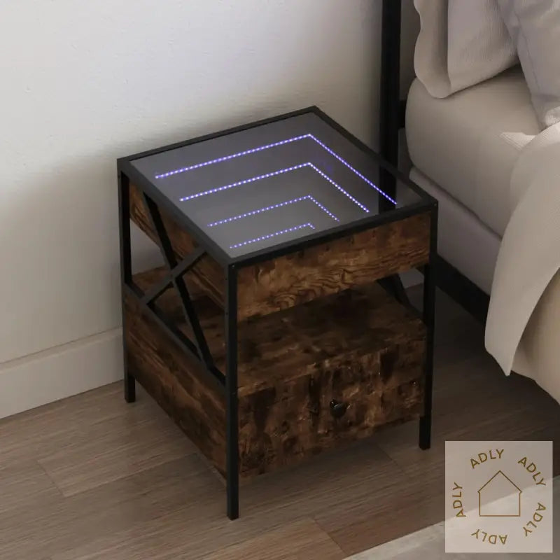 Salongbord Med Infinity Led Røkt Eik 40X40X51 Cm