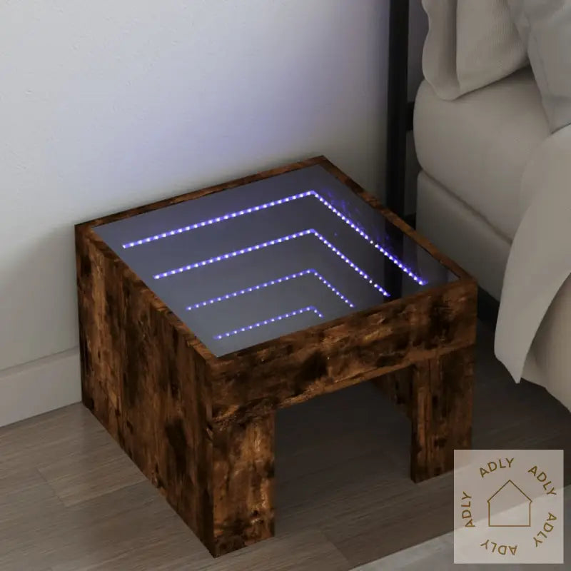 Salongbord Med Infinity Led Røkt Eik 40X40X30 Cm