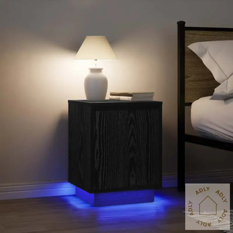 Nattskap Med Led-Lys 2 Stk Svart 38X34X50 Cm