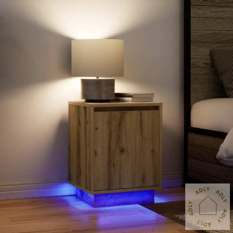 Nattbord Med Led 2 Stk Artisan Eik 38X34X50 Cm