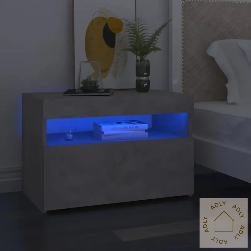 Nattbord & Led-Lys 2 Stk Betonggrå 60X35X40 Cm