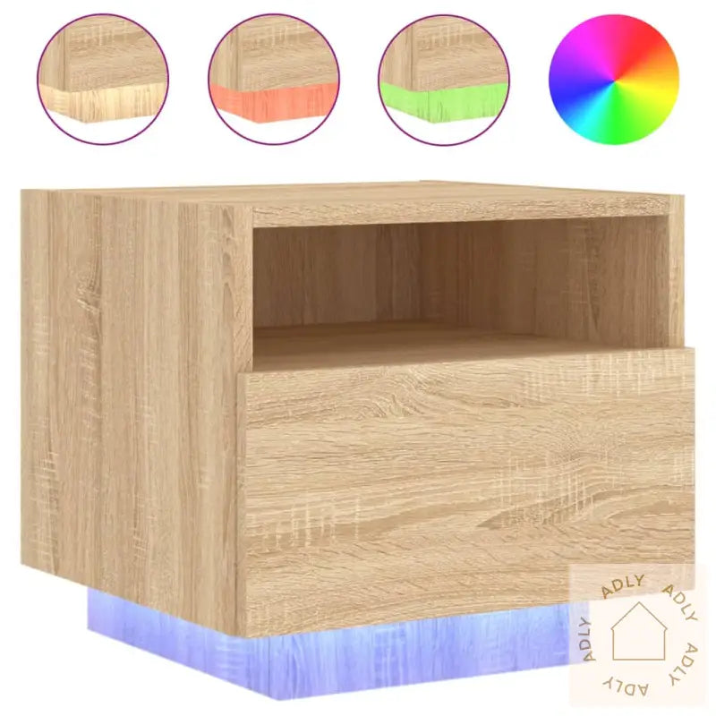 Nattbord Med Led Sonoma Eik 40X39X37 Cm