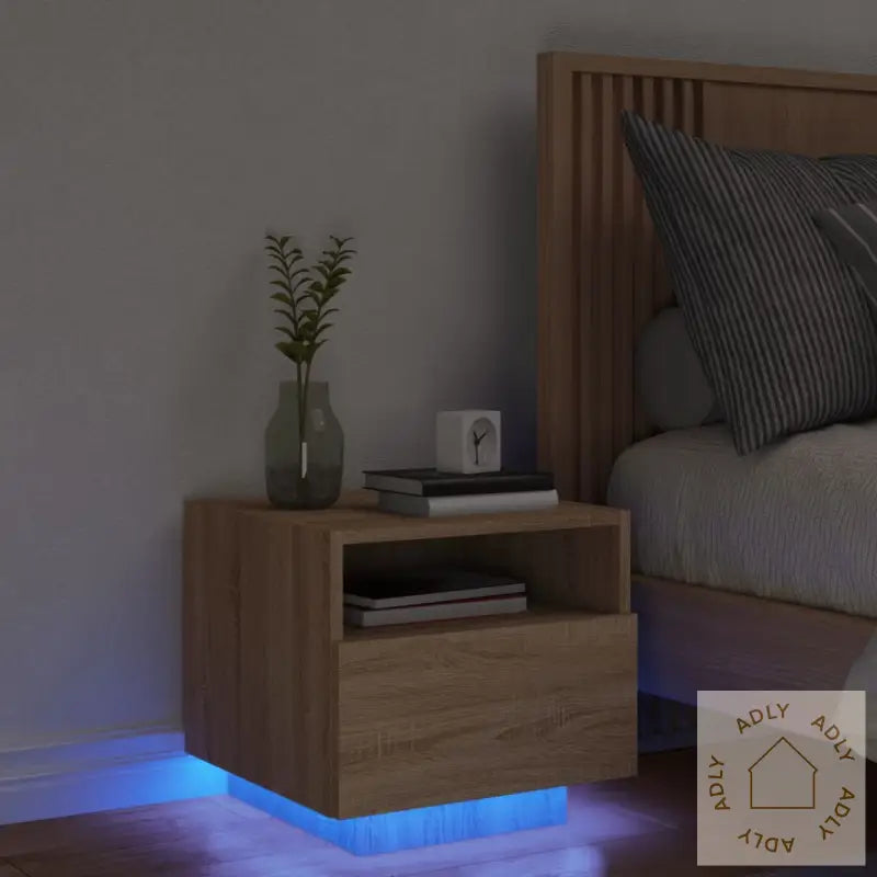 Nattbord Med Led Sonoma Eik 40X39X37 Cm