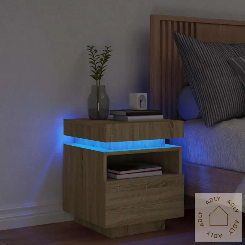 Nattbord Med Led Sonoma Eik 40X39X48,5 Cm