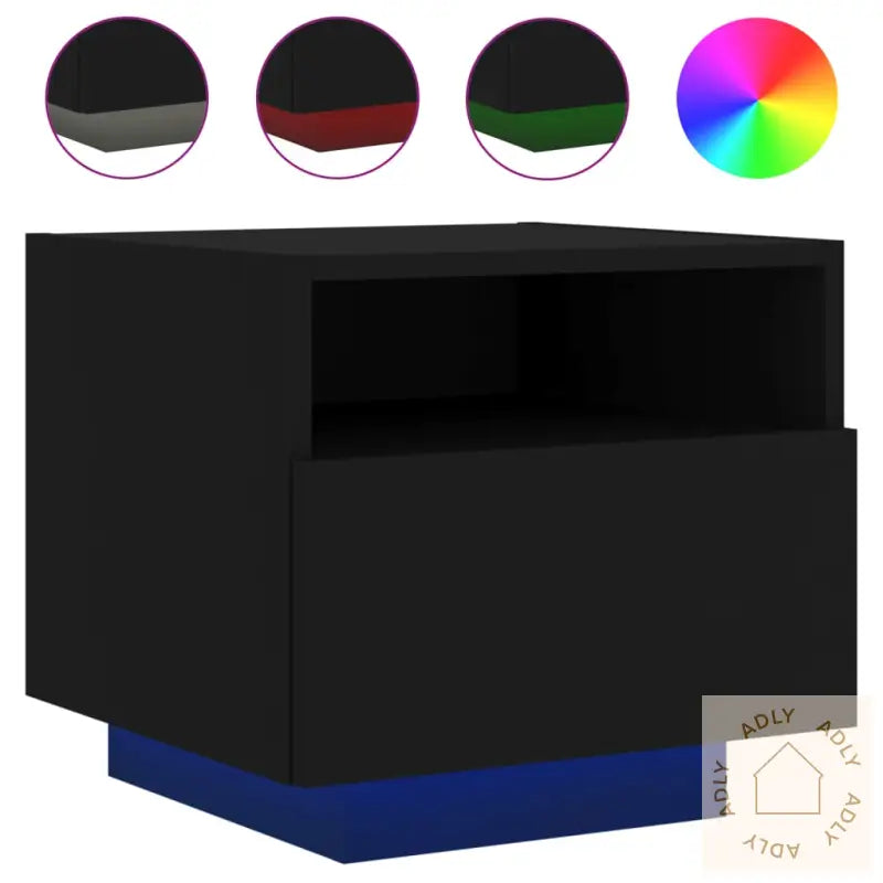 Nattbord Med Led Svart 40X39X37 Cm