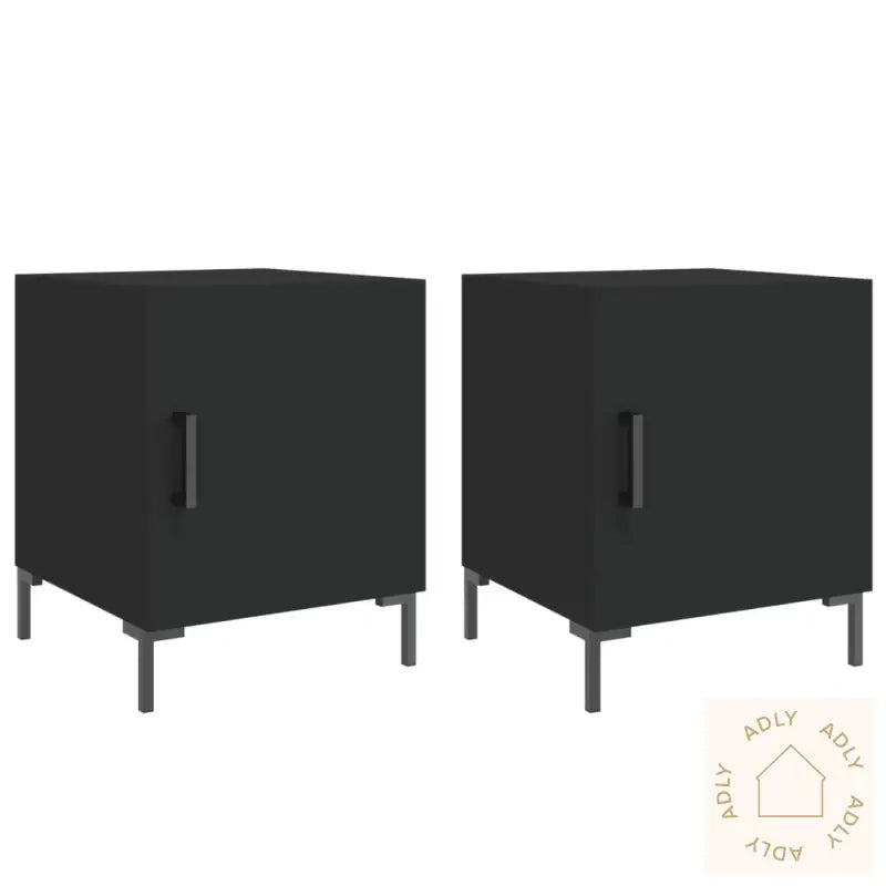 Nattbord 2 Stk Svart 40X40X50 Cm Konstruert Tre