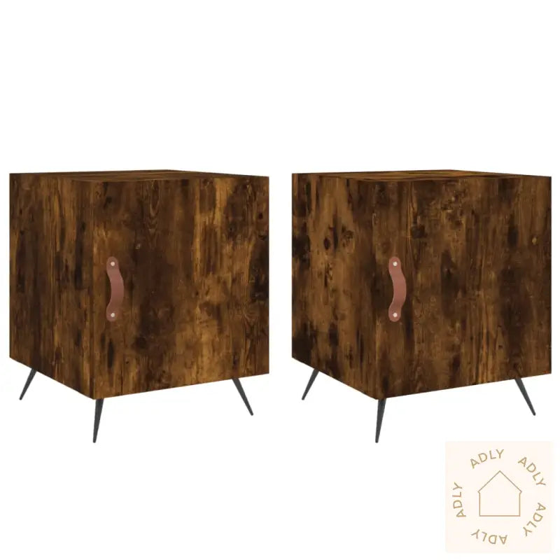 Nattbord 2 Stk Røkt Eik 40X40X50 Cm Konstruert Tre