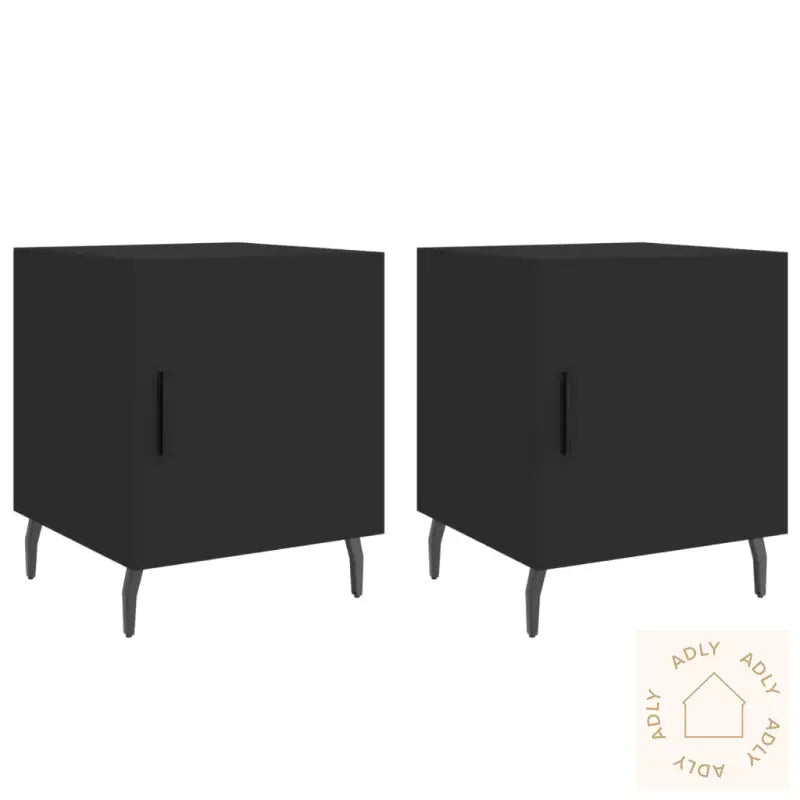 Nattbord 2 Stk Svart 40X40X50 Cm Konstruert Tre