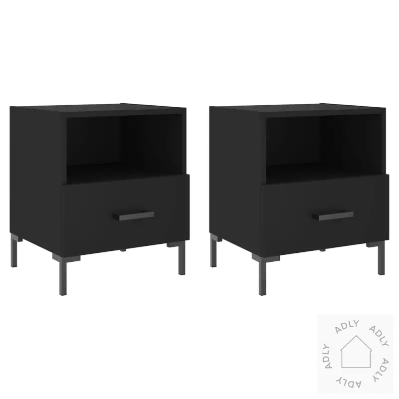 Nattbord 2 Stk Svart 40X35X47,5 Cm Konstruert Tre