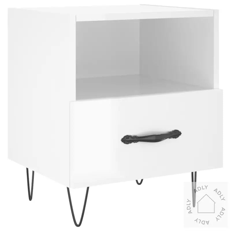 Nattbord Høyglans Hvit 40X35X47,5 Cm Konstruert Tre