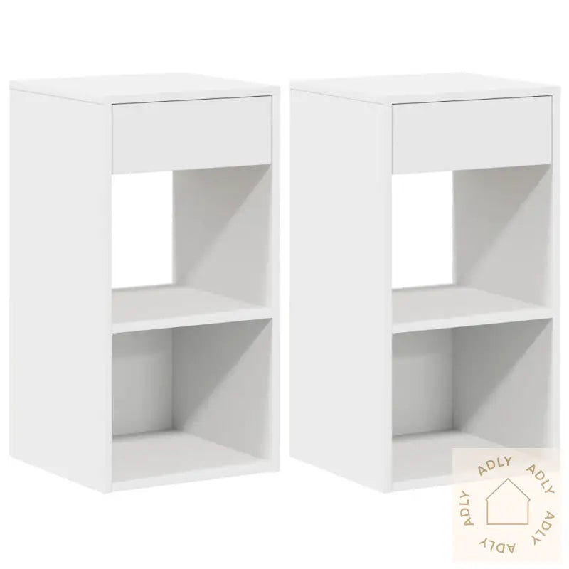Nattbord Med Skuff 2 Stk Hvit 35X34X66,5 Cm