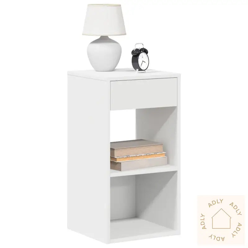 Nattbord Med Skuff 2 Stk Hvit 35X34X66,5 Cm