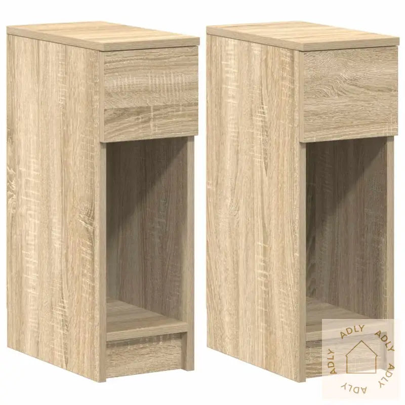 Nattbord Med Skuff 2 Stk Sonoma Eik 20X36X60 Cm