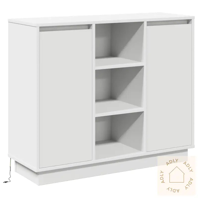Sideboard Med Led Hvit 90X32X75 Cm Konstruert Tre