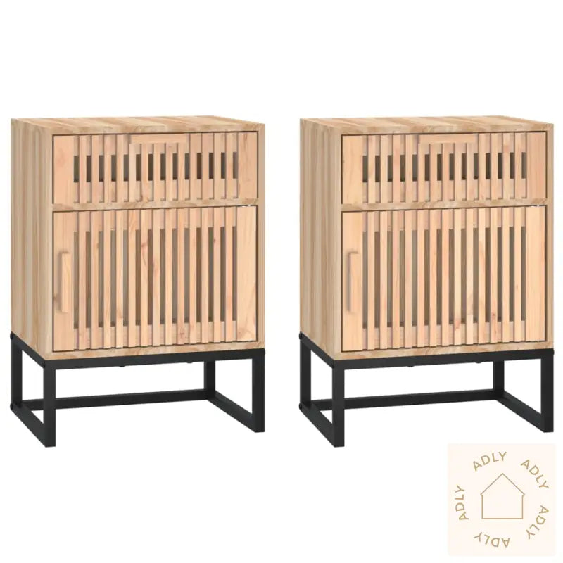 Nattbord 2 Stk Hvit 40X30X55,5 Cm Konstruert Tre Og Jern