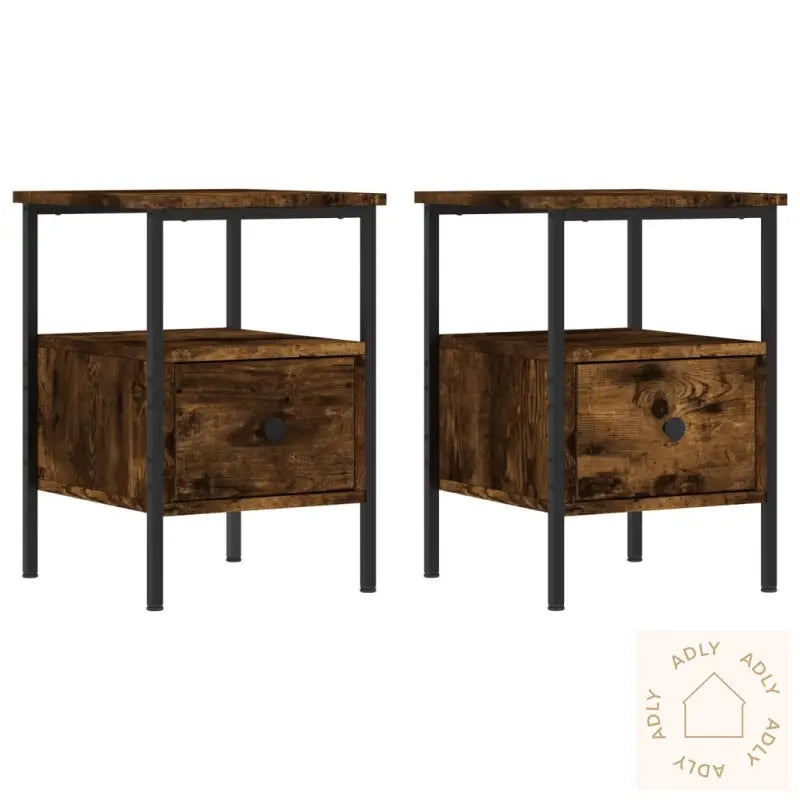 Nattbord 2 Stk Røkt Eik 34X36X50 Cm Konstruert Tre