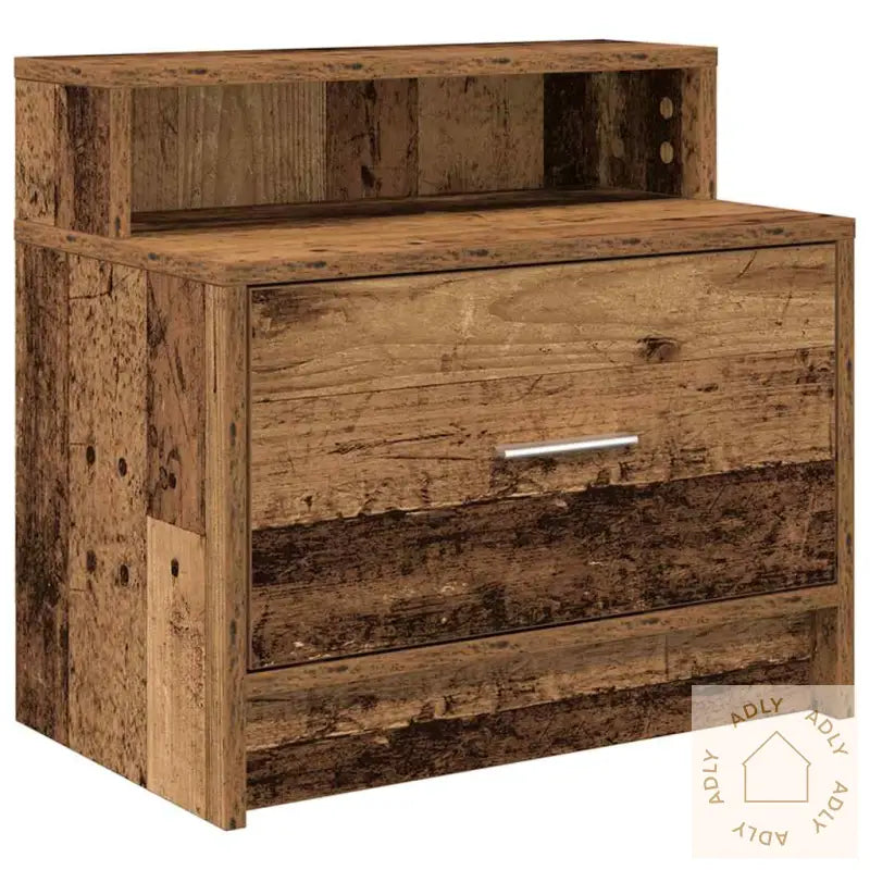 Nattbord Med Skuff Gammelt Tre 51X31X47 Cm