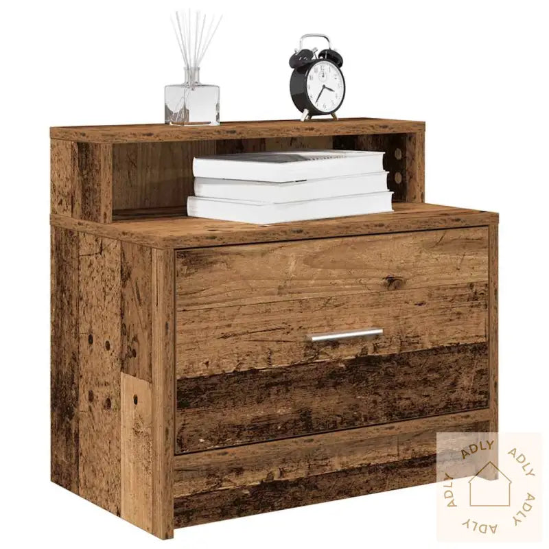 Nattbord Med Skuff Gammelt Tre 51X31X47 Cm