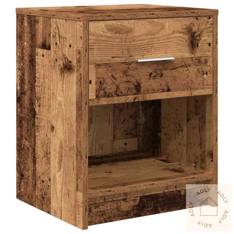 Nattbord Med Skuff Gammelt Tre 40X34X50 Cm